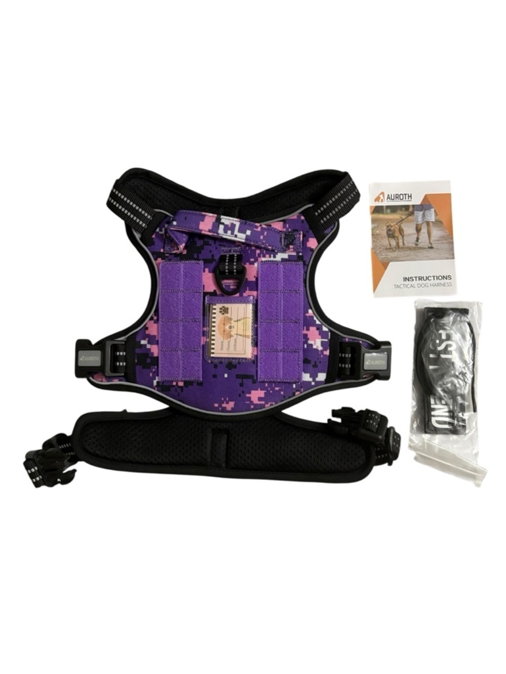 Tactical Dog Harness with Purple Digital Camo. Size M. New.